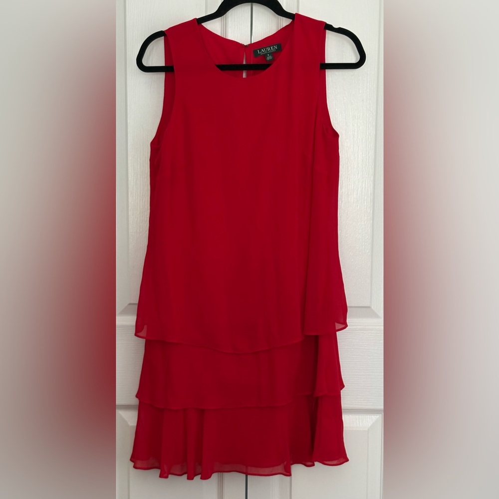Lauren Red, Tiered, Sleeveless Dress, size 8